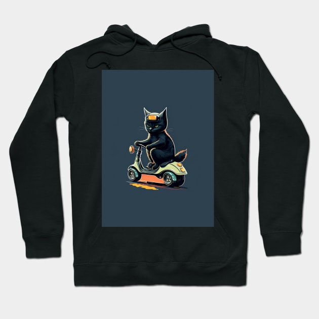 cat riding a scooter Hoodie by artoriaa